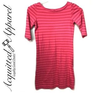 French Connection Cotton T-Shirt Dress Pink Stripe